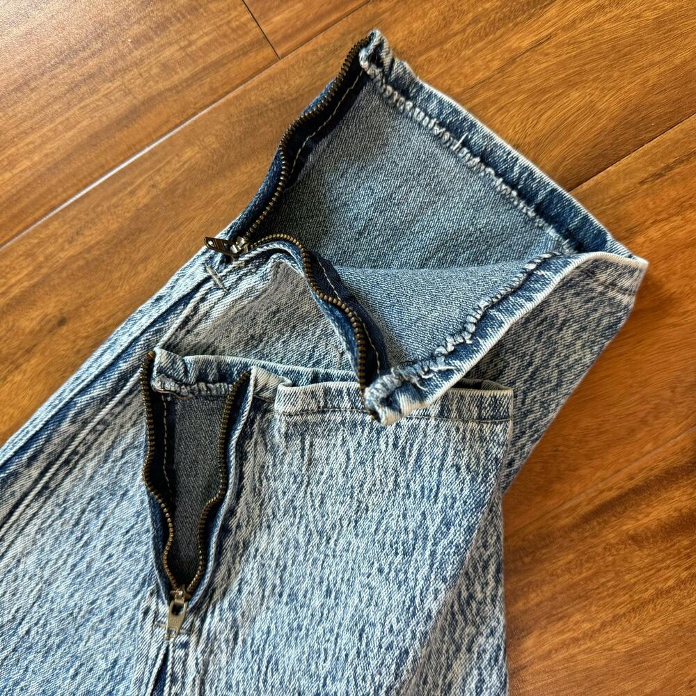 Stefano World Wide Dark Wash Acid Wash Peg Leg Zipper Accent Jeans size 20 - Picture 5 of 10
